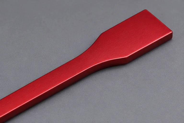 Illustratives Musterteil: Aluminium · rotes Eloxal mit metallischem Schimmer