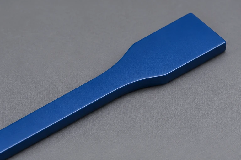 Illustratives Musterteil: Stahl · glatter blauer Lack