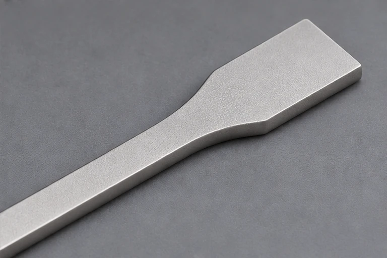 Illustratives Musterteil: Aluminium · feine, ungerichtete Glasperlen-Strahlstruktur